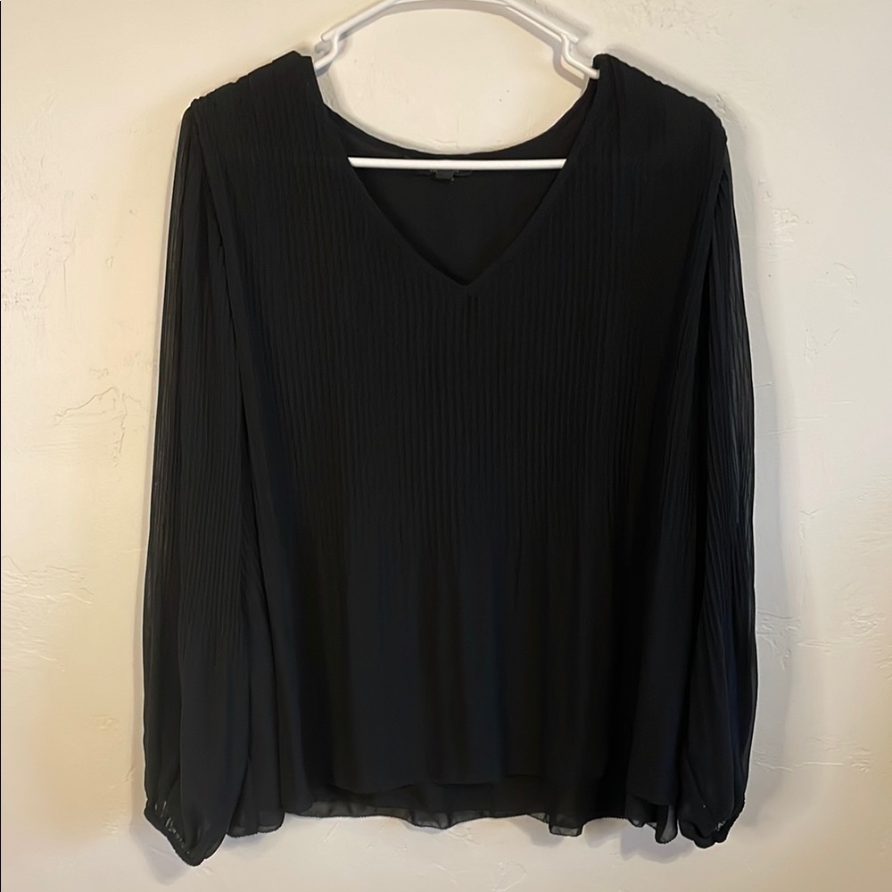 Liverpool Black Pleated V-Neck Blouse